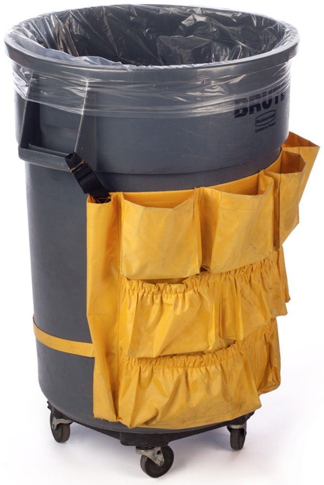 Clear 38 x 72 6 mil 55 Gallon Contractor Bags in Brute Trash Can