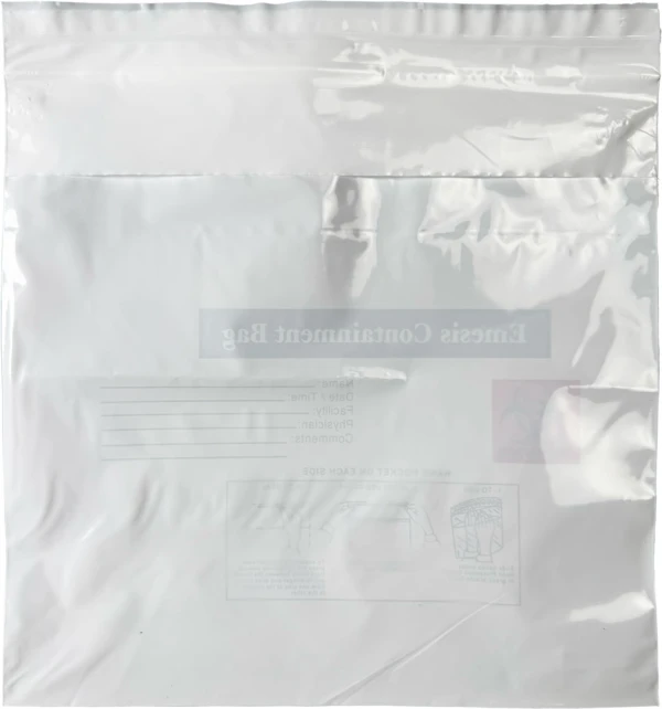Back of 10.25 x 10.25 + 2.5 Emesis Bags with Write On Area