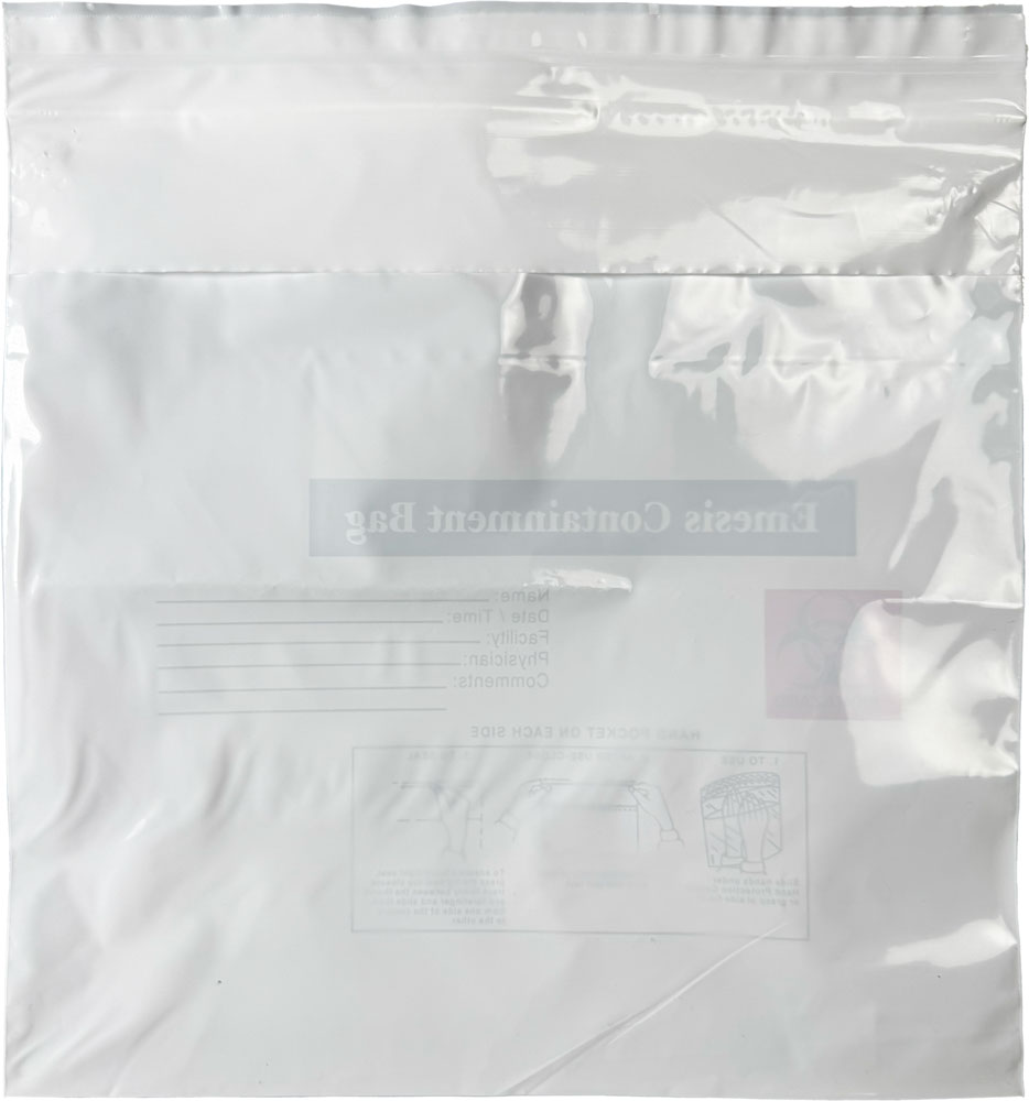 Back of 10.25 x 10.25 + 2.5 Emesis Bags with Write On Area