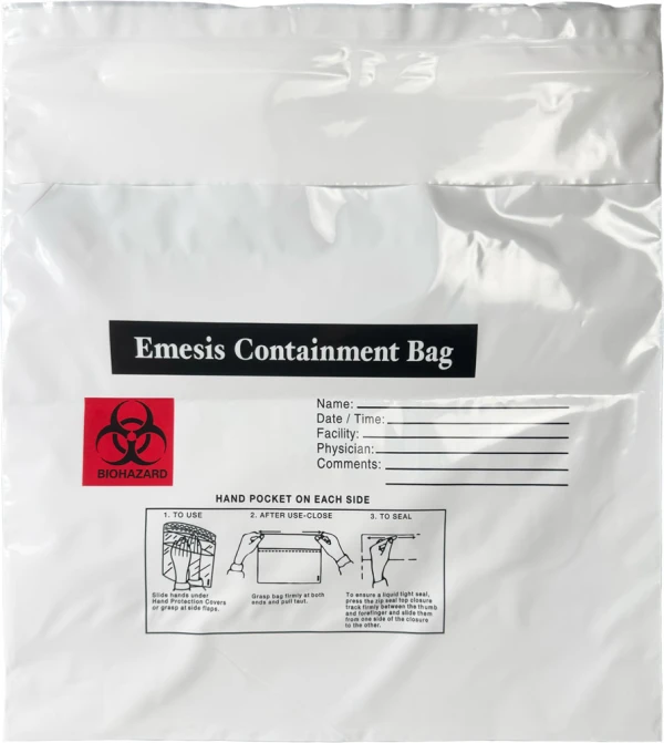 Front of 10.25 x 10.25 + 2.5 Emesis Bags with Write On Area
