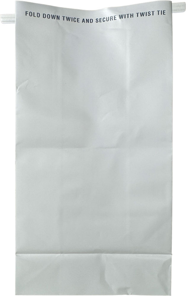 Back of 4.5 x 2.5 x 8.5 Air Sickness Emesis Bags with Wire Tie Seal