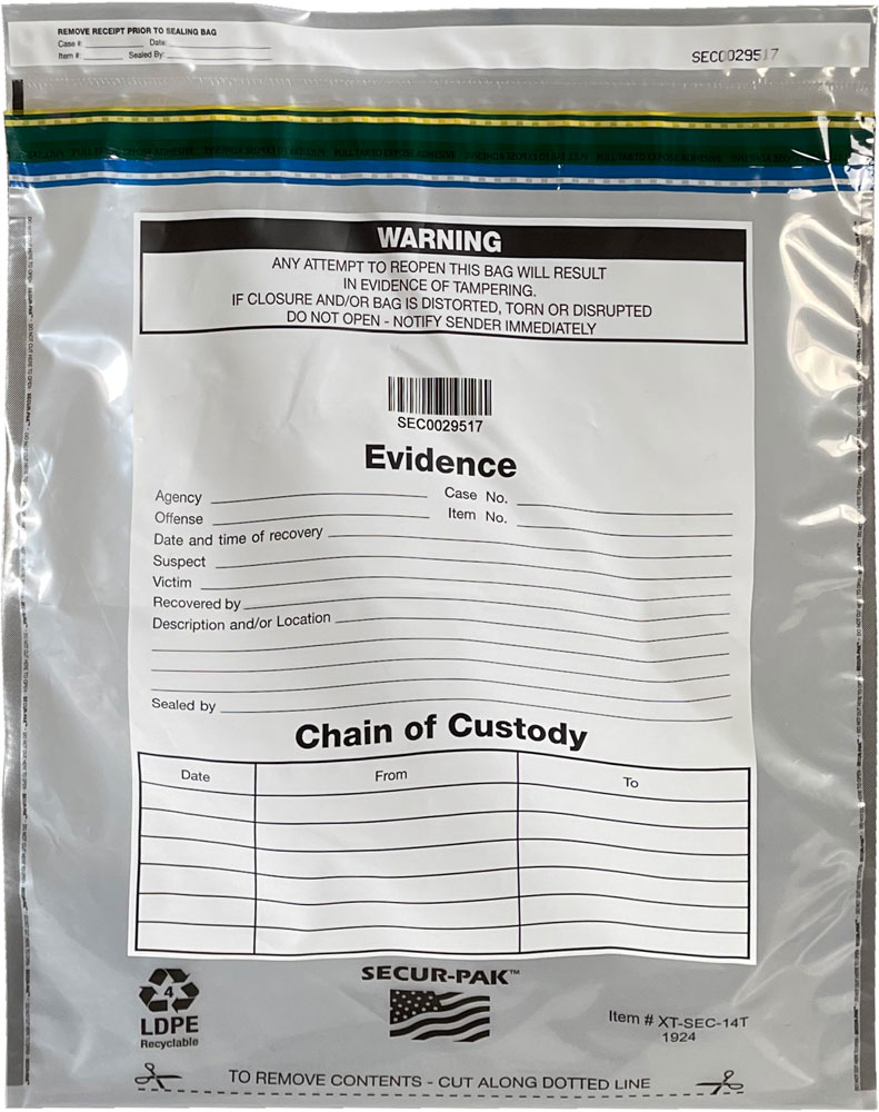 Plastic Evidence Bags 19 x 24 Secur Pak Front