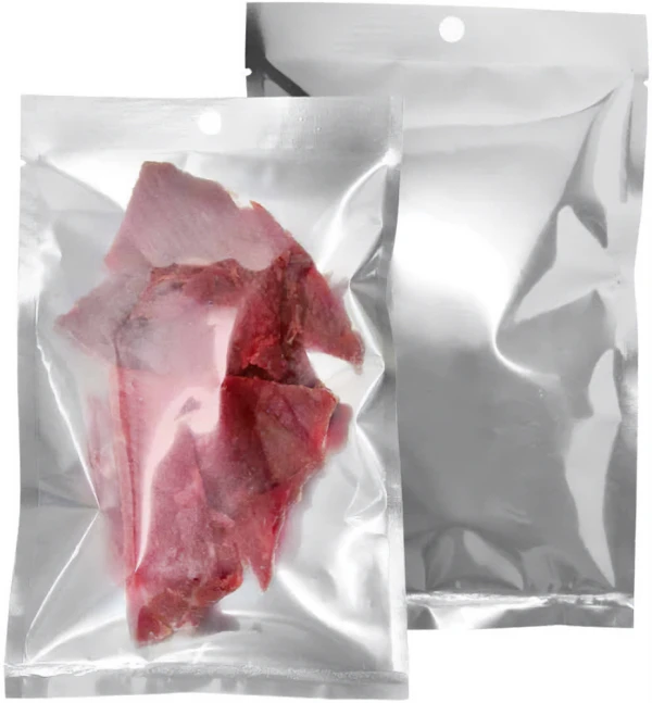 Silver 3 Side Seal Flat Pouch - 5 x 8 Silver 3 Side Seal Flat Pouch - 5 x 8 with Beef Jerky