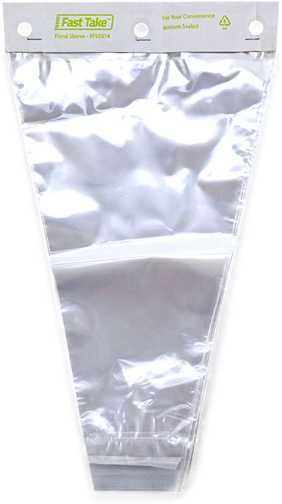 9.25 x 13.5 x 1.5 Fast Take Polypropylene Floral Sleeve on Header 9.25 x 13.5 x 1.5 Fast Take Polypropylene Floral Sleeve on Header