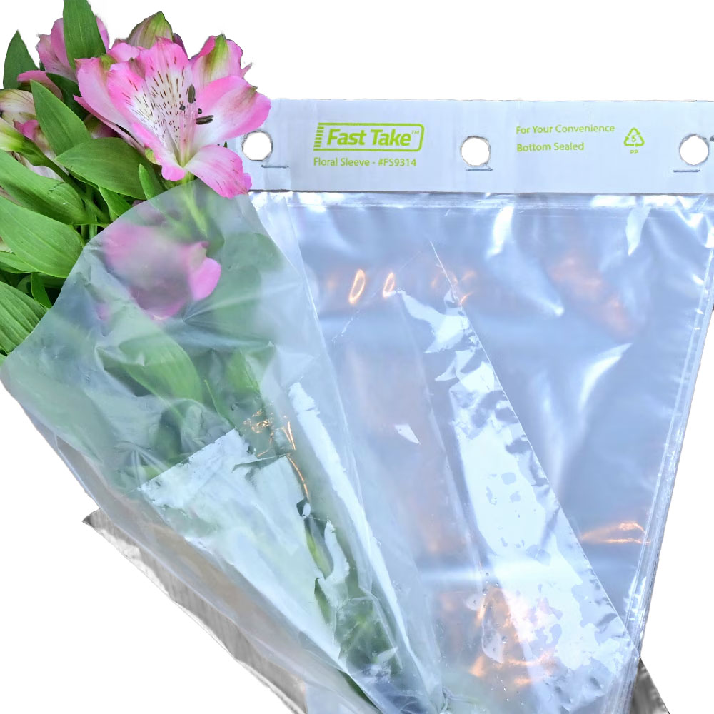 9.25 x 13.5 x 1.5 Fast Take Polypropylene Floral Sleeve on Header