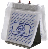 10 x 8.5 0.65 Mil Deli Bags with a flip top on Stainless Steel Dispenser
