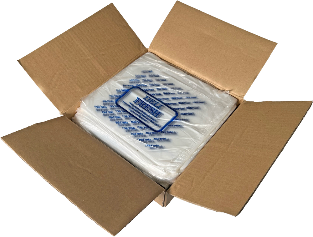 Case of 10 x 8.5 0.65 Mil Deli Bags with a flip top