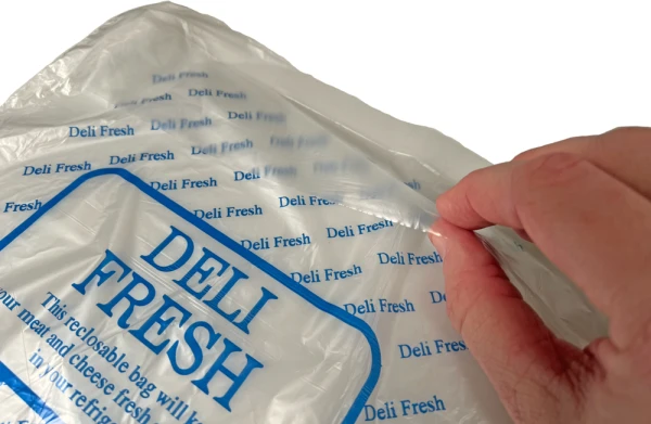 10 x 8.5 Plastic Deli Bags Flip Top Flip Top of 10 x 8.5 0.65 Mil Deli Bags with a flip top