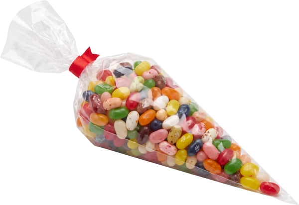 100 Pack 6 X 12 Plastic Cone Treat Bags 100 Pack 6 X 12 Plastic Cone Treat Bags with Jelly Bellys