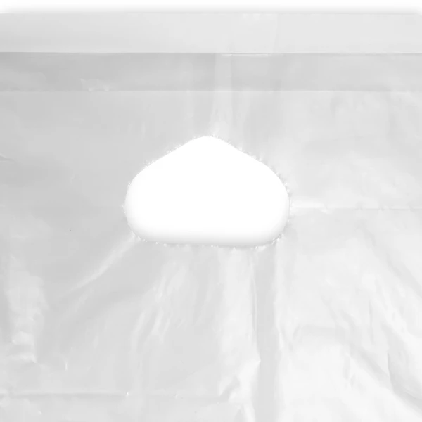 11 x 10 + 3.5 1 Mil Plastic Lunch Bag Handle Close up of 11 x 10 + 3.5 1 Mil Lunch Bag Die Cut Handle