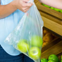 12 x 17 Plain Produce Bags on Roll with Green Apples in Store