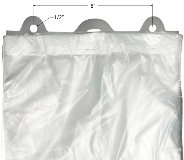 12 x 17 Plain Produce Bags on Header Hole Placement 12 x 17 0.5 Mil Plastic Produce Bags on Header Hole Placement Measurement