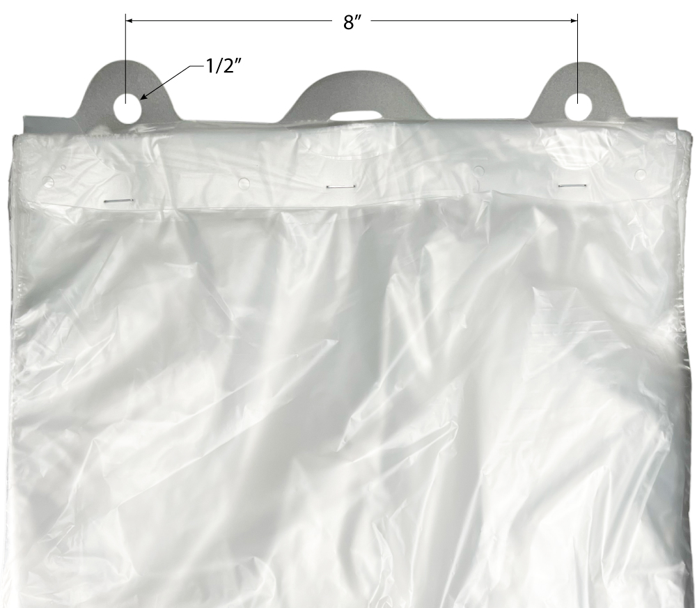 12 x 17 0.5 Mil Plastic Produce Bags on Header Hole Placement Measurement