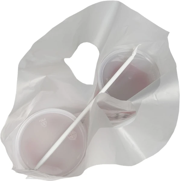 13 x 13 + 3 BG Cup Carrier Bags View into top of Bag View into top of 13 x 13 + 3 1.3 Mil Plastic Beverage Bags