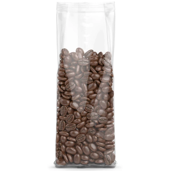 2.5 x 1.25 x 7.5 Cellophane Bags 2.5x1.25x7.5 Gusseted Cellophane Bags with Coffee Beans