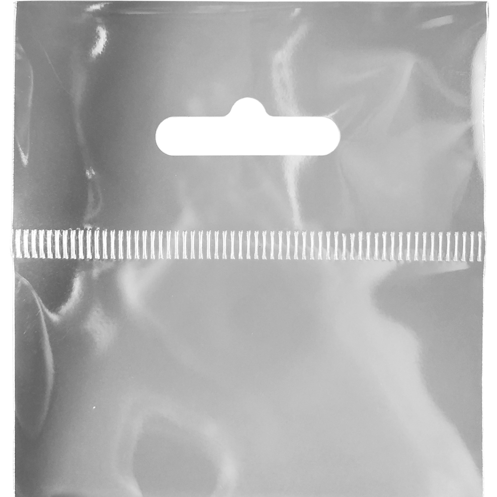 Hang Hole on 3 x 4 Retail Header Bag with Resealable Tape
