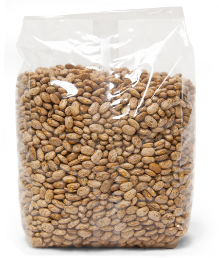 3.5x2.25x8.25 Crimp Bottom Cello Bags Gusset Polypropylene with Beans