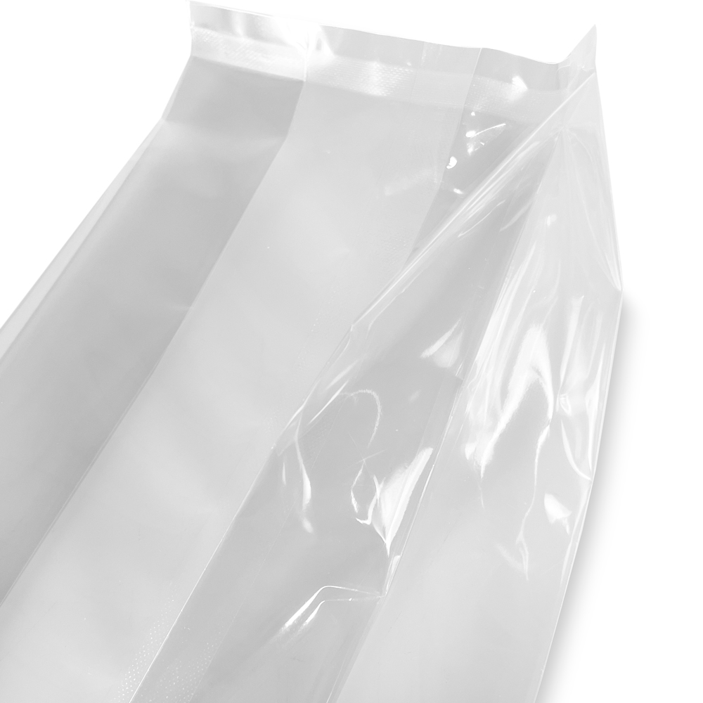 Close up of 4.5 x 2.25 x 11 Gusseted Polypropylene Cello Bag 2 Mil Side Gusset