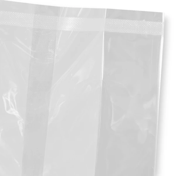 4.5 x 2.25 x 11 Cello Popcorn Bag Gusset Polypropylene Bottom Seal Close up of 4.5 x 2.25 x 11 Gusseted Polypropylene Cello Bag 2 Mil Bottom Seal