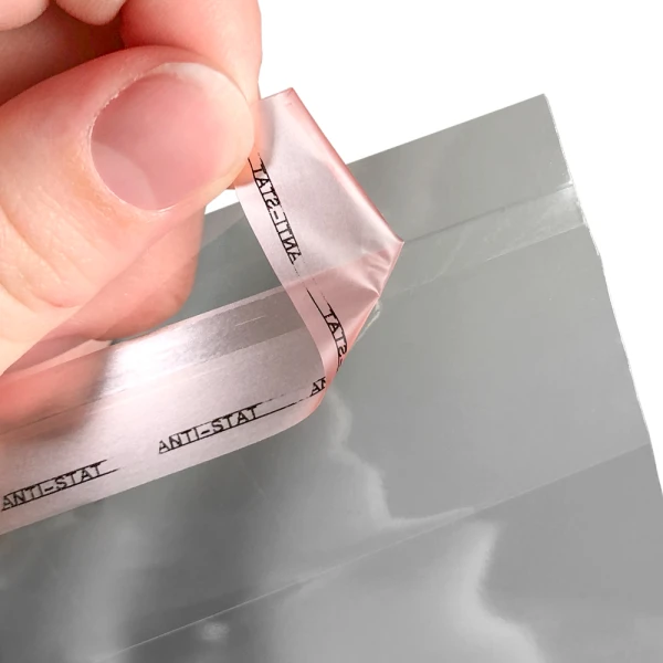 6 x 9 Retail Header Bag with Resealable Tape Close up of Resealable Tape on 6 x 9 Retail Header Bag