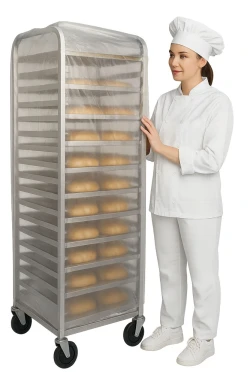 Disposable Bun Rack Covers 52" x 83" - 15 mic.