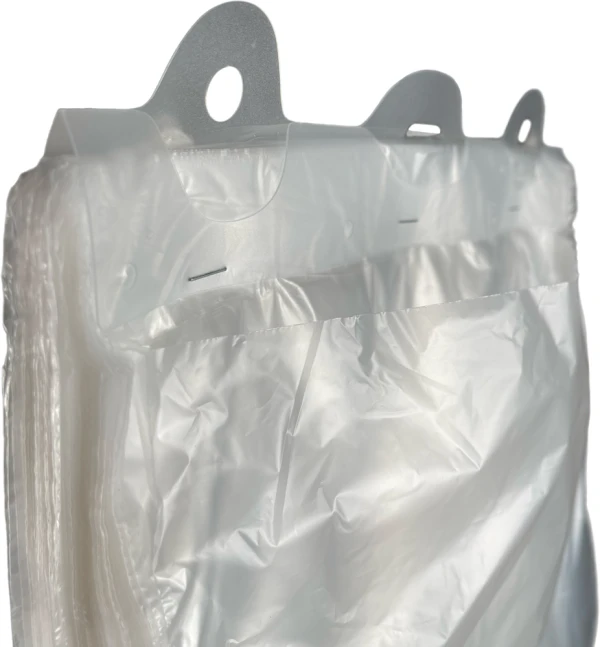 12 x 17 Plain Produce Bags on Header Front of Header Close up of 12 x 17 Plain Produce Bags on Header Front of Header
