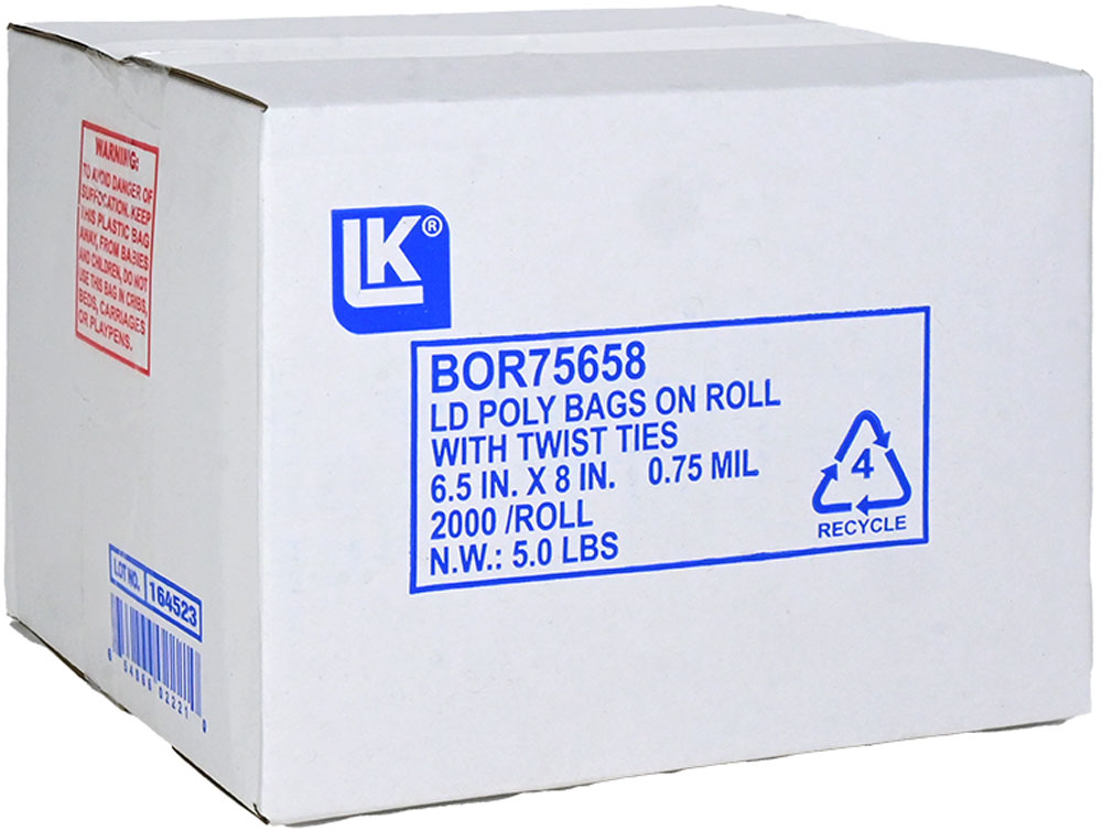 6.5 x 8 LDPE Food Utility Bags with Twist Ties