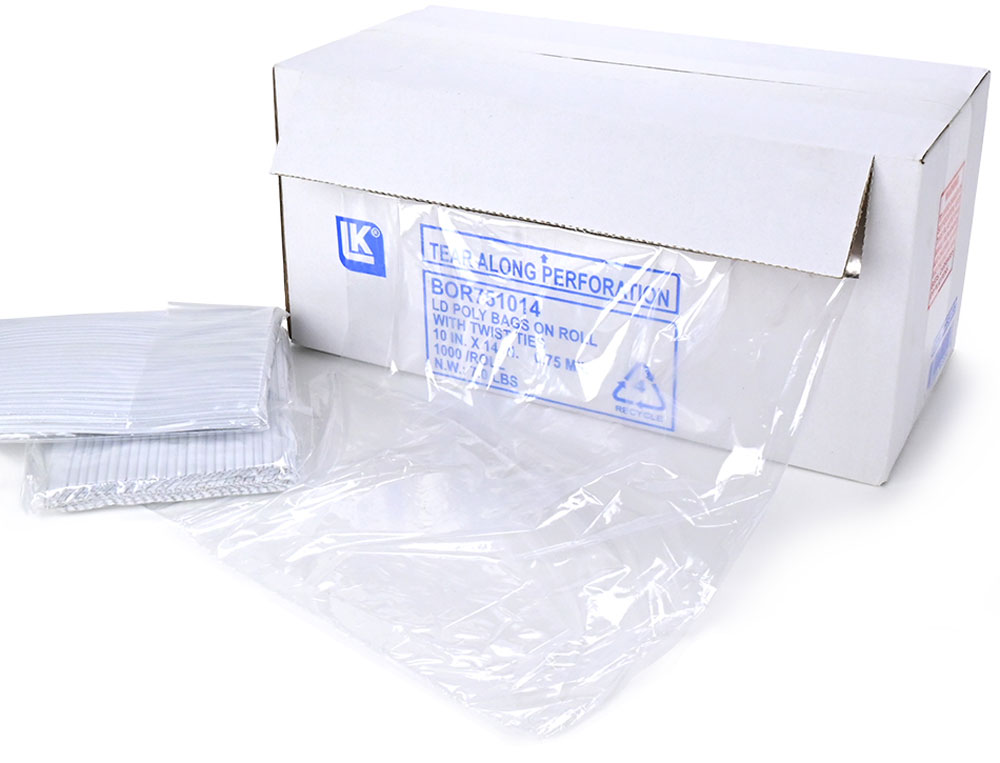LDPE Food Utility Bags with Twist Ties Dispensing