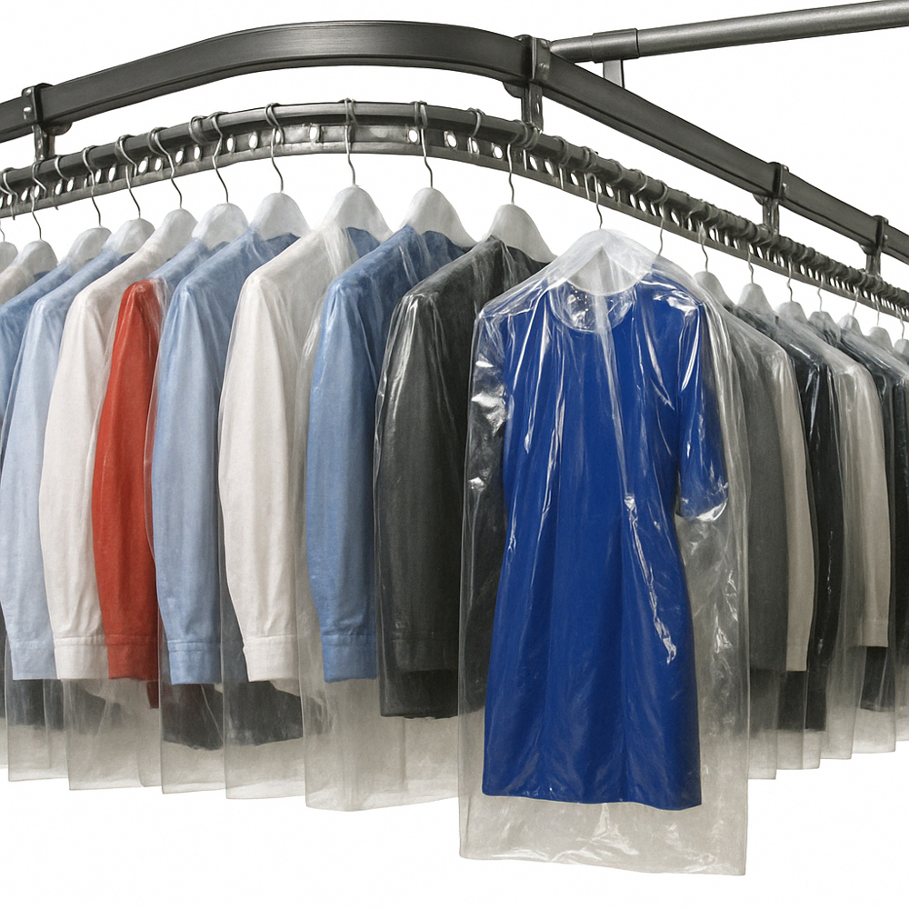 21x4x38 .5 Mil Clear Plastic Garment Bag and Dry Cleaning Bags on Rolls for Slacks and Shirts