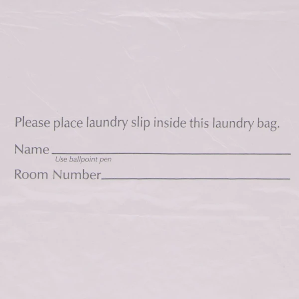 Hospitality Plastic Tear Strip Laundry Bags Write on Area 14 x 24 0.8 Mil Plastic Laundry Bags - Eco Friendly Write on Area