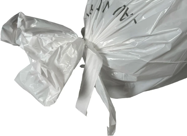 Tied Off Hospitality Plastic Tear Strip Laundry Bags 14 x 24 0.8 Mil Plastic Laundry Bags - Eco Friendly Securely Closed