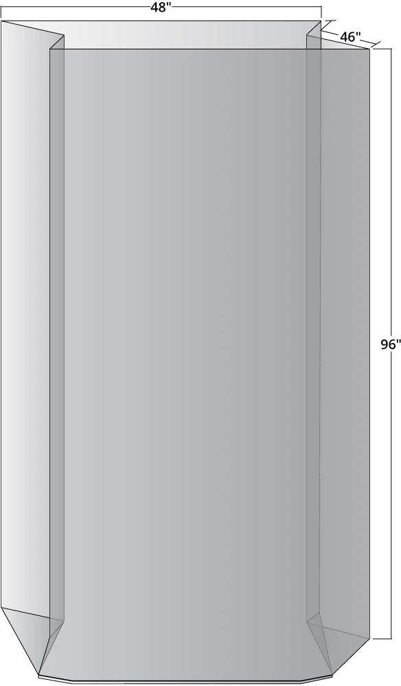 Clear 48x46x96 1.5 Mil Gusseted Poly Bags on Roll Measurements