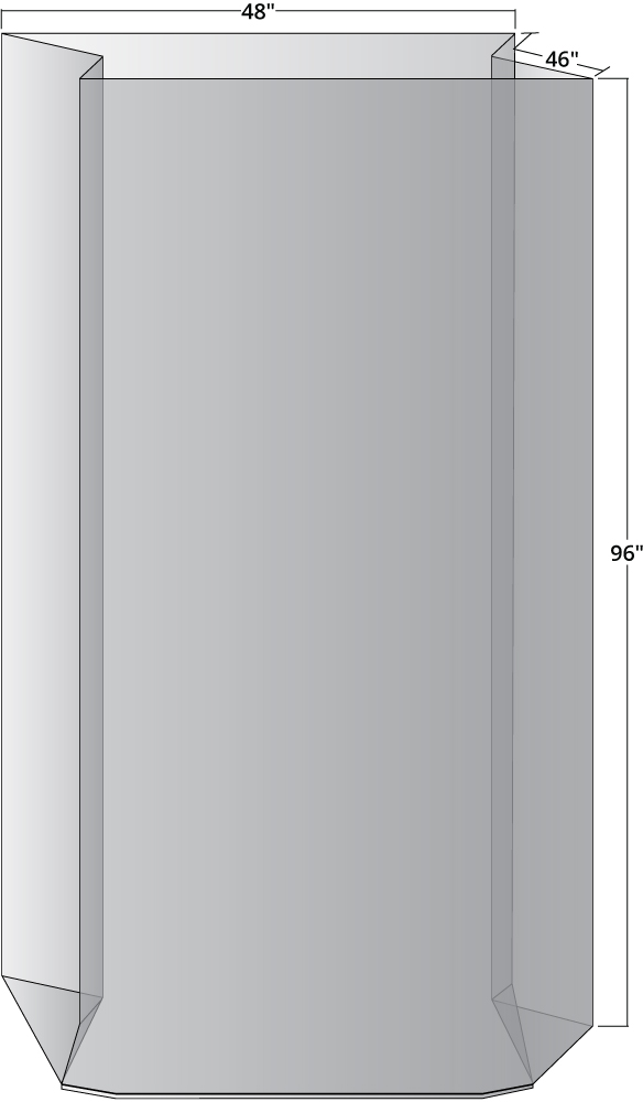 48x46x96 1.5 Mil Gusseted Poly Bags on Roll Measurements Clear 48x46x96 1.5 Mil Gusseted Poly Bags on Roll Measurements