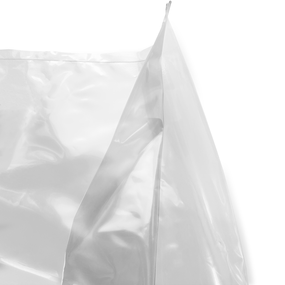 Close up of 10 x 4 x 20 2 Mil Gusseted Poly Bags Side Gusset