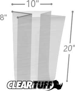 10 x 8 x 20 Gusseted Poly Bags 1.5 Mil