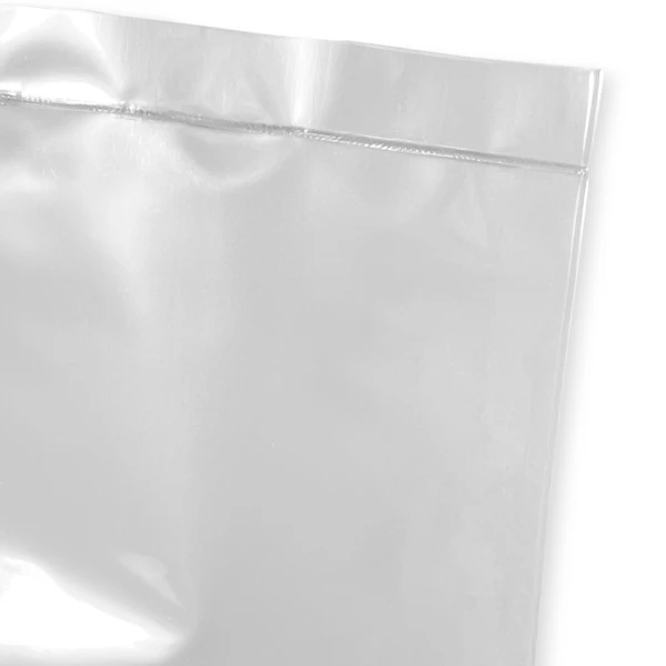 10 x 8 x 24 2 Mil Gusseted Poly Bags Bottom Seal Close up of 10 x 8 x 24 2 Mil Gusseted Poly Bags Bottom Seal