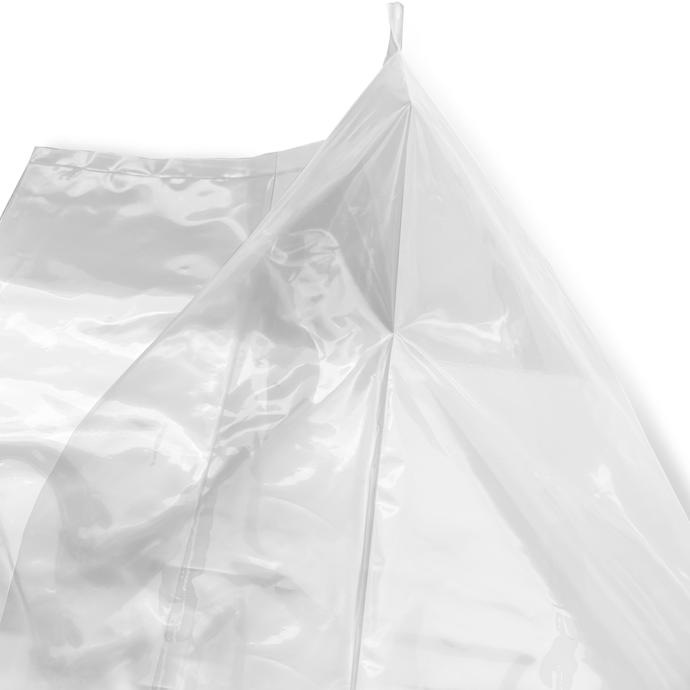 Close up of 10 x 8 x 24 2 Mil Gusseted Poly Bags Side Gusset