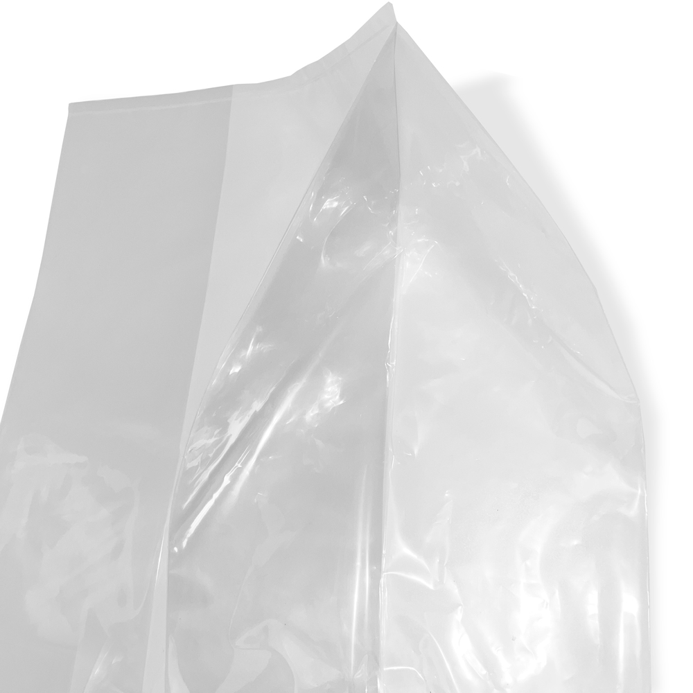 Close up of 12 x 8 x 30 2 Mil Gusseted Poly Bags Side Gusset