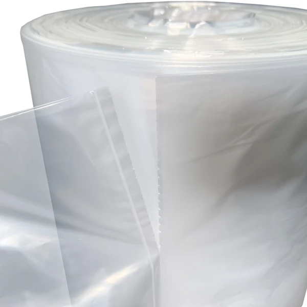 20 x 20 x 48 2 mil Gusseted Poly Bags on Roll Perforation Perforation of 20x20x48 2mil Gusseted Poly Bags on Roll