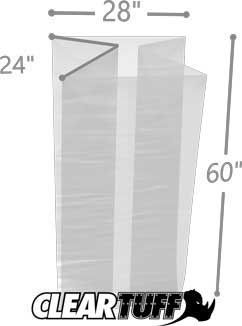 28 x 24 x 60 Gusseted Poly Bags 2 Mil
