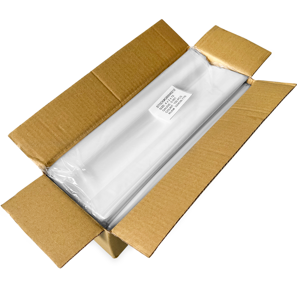 Case of 4 x 2 x 12 1 Mil Gusseted Poly Bags