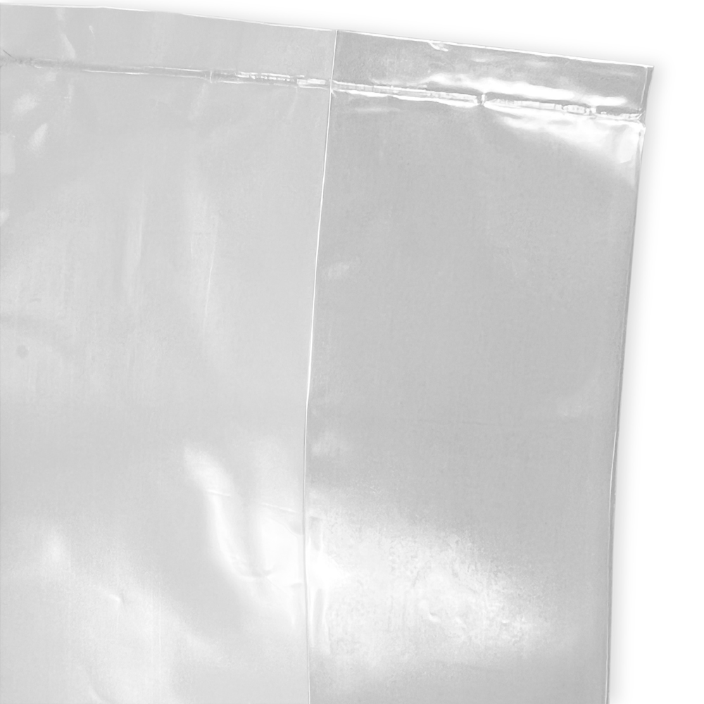 Close up of 6 x 3 x 12 1.5 Mil Gusseted Poly Bags Bottom Seal