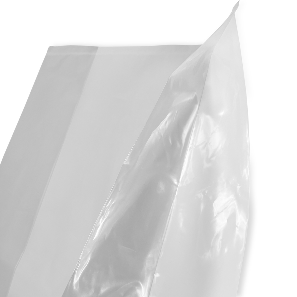 Close up of 6 x 3 x 12 1.5 Mil Gusseted Poly Bags Side Gusset