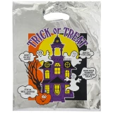 Silver 12 x 15 Haunted House Themed Silver Halloween Bags