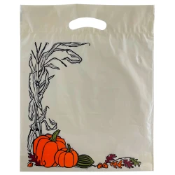 12" x 15" + 3" Ivory Harvest Themed Die Cut Handle Bags