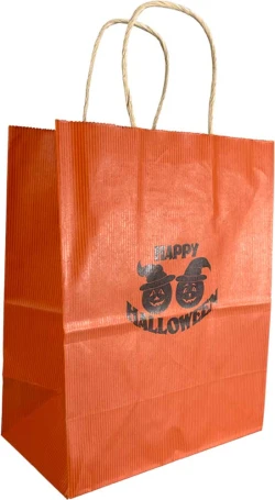 Screen Printed 8" x  4.75" x 10.5" +  4.75" Twisted Handle Halloween Shoppers