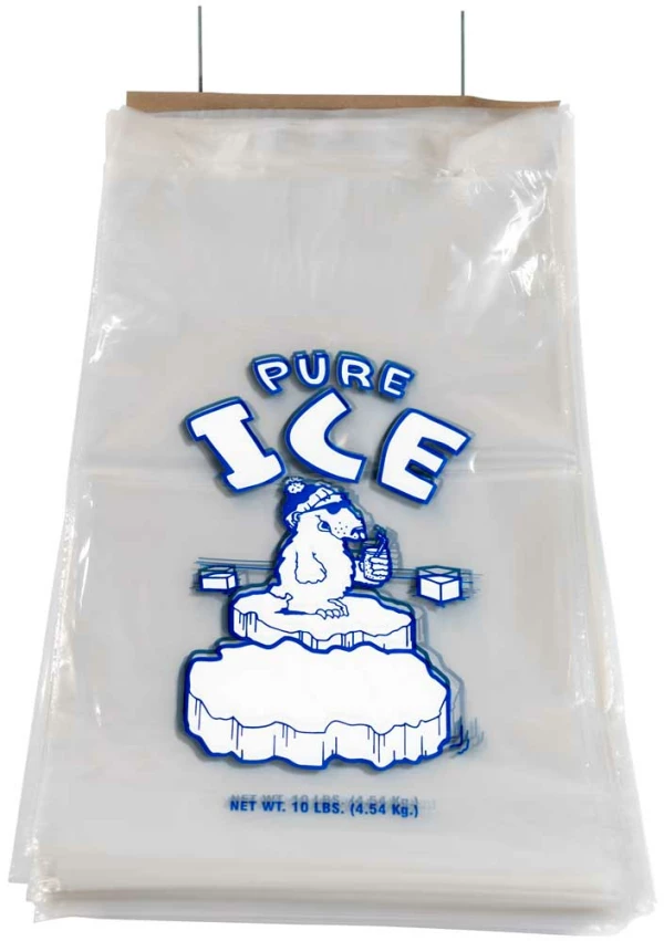 10 lb PURE ICE Ice Bag on Wickets with Polar Bear graphic