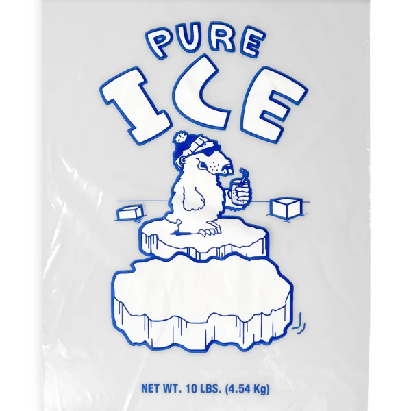10 lb Ice Bags PURE ICE - 500/Case Print Close up of 10 lb Ice Bags PURE ICE - 500/Case Print on Front of Bag