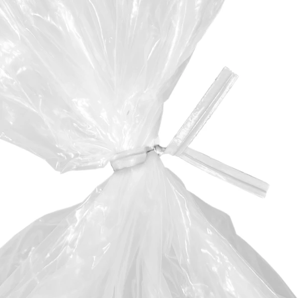 10 lb Ice Bags PURE ICE - 500/Case Twist Tie Close up of 10 lb Ice Bags PURE ICE - 500/Case White Twist Tie