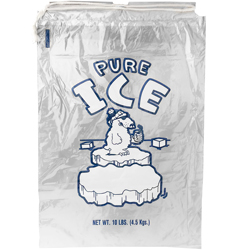 Front of 10 lb Pure Ice Icebags with Drawstring